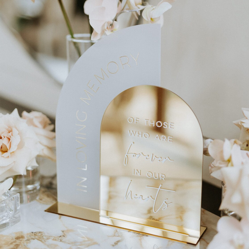 In Loving Memory Sign,Gold Mir - Table Number Gold 评论和价格