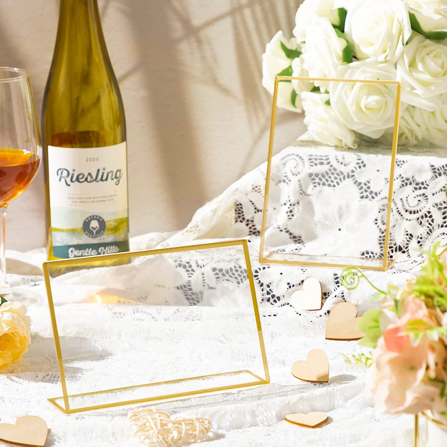 Gold Frame Acrylic Sign Holder - Table Number Gold 评论和价格