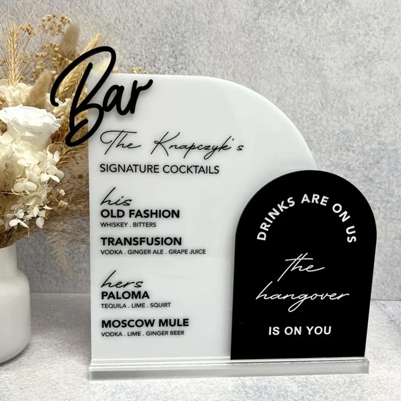 Custom Bar Menu with 3D Cutout - Table Number Gold 评论和价格