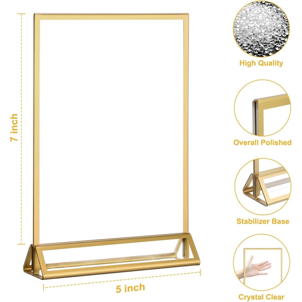 6Pack 5x7 Clear Acrylic Sign H - Table Number Gold 评论和价格
